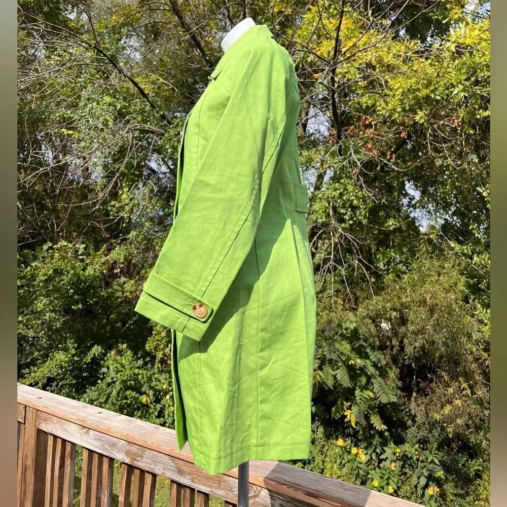 Old Navy Lime Green Button Down Trench Coat Size Medium